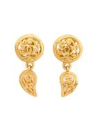 Chanel Vintage Ornate Clip-on Earrings, Women's, Yellow/orange