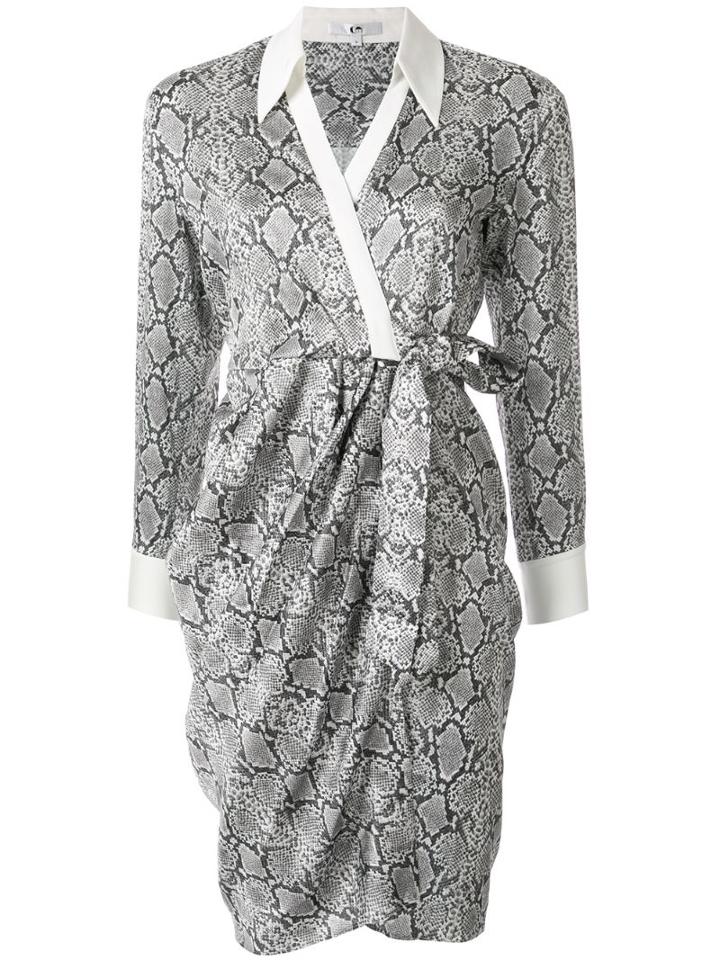 Comme Moi Snakeskin Print Midi Dress - Green