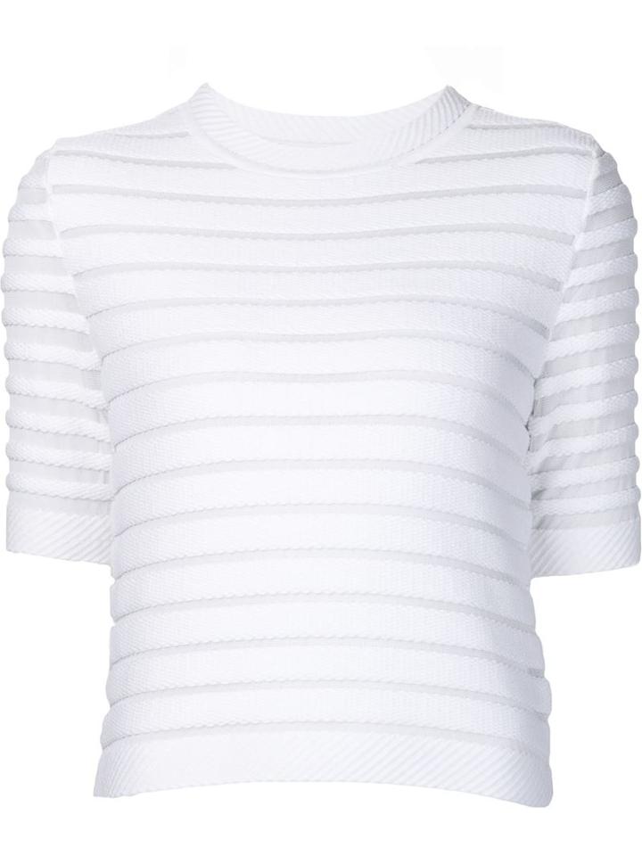 Mugler Striped Knit Sweater, Women's, Size: L, White, Viscose/cotton/nylon