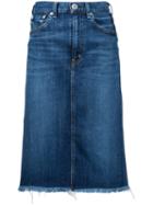 Red Card - Midi Denim Skirt - Women - Cotton/polyurethane - 22, Blue, Cotton/polyurethane