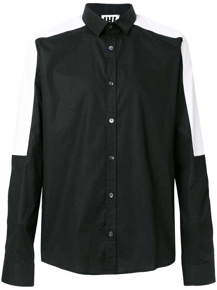Les Hommes Urban Contrast Shoulder Detail Slim Fit Shirt - Black