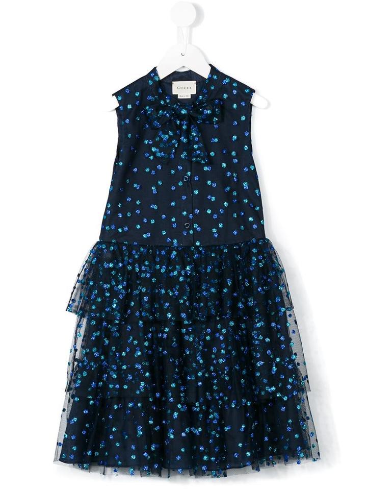 Gucci Kids Glitter Dots Tulle Dress, Girl's, Size: 6 Yrs, Blue