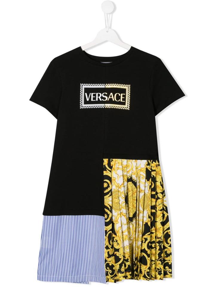 Young Versace Teen Patchwork Dress - Black