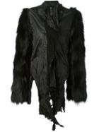 Barbara I Gongini Coyote Fur Sleeve Creased Jacket