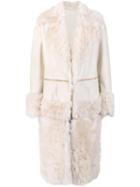 Prabal Gurung Fur Panel Coat, Women's, Size: 4, Nude/neutrals, Leather