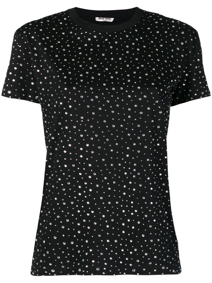 Miu Miu Crystal Embellished T-shirt - Black