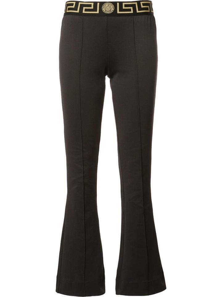 Versace Greek Key Waistband Flared Leggings - Black