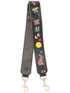 Anya Hindmarch Allover Stickers Shoulder Strap, Women's, Black, Leather