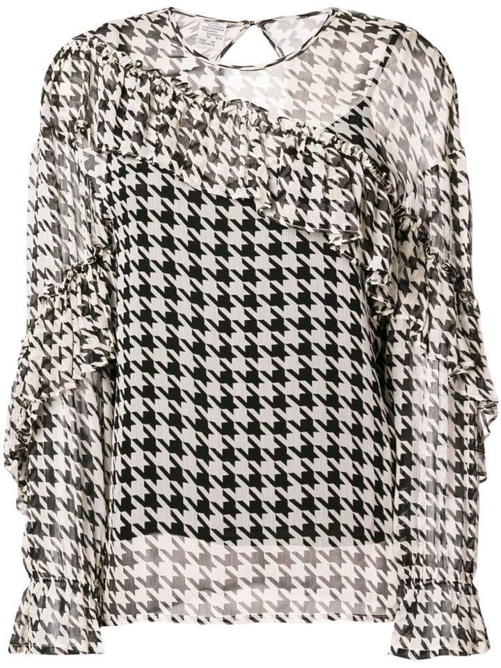 Baum Und Pferdgarten Gingham Print Ruffle Blouse - Nude & Neutrals