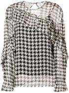 Baum Und Pferdgarten Gingham Print Ruffle Blouse - Nude & Neutrals