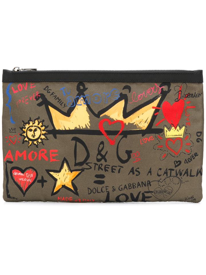Dolce & Gabbana Printed Clutch Bag - Green