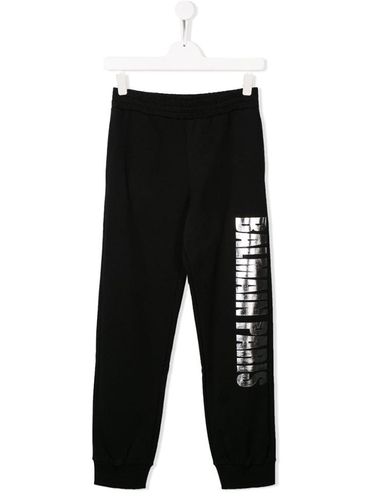 Balmain Kids Metallic Logo Jogging Trousers - Black