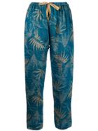 Forte Forte Cropped Foliage Print Trousers - Blue