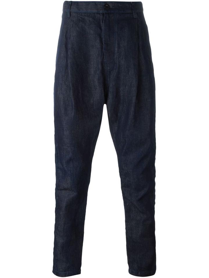 Sacai Drop Crotch Denim Trousers, Men's, Size: 3, Blue, Cotton/linen/flax