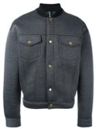 Astrid Andersen Buttoned Bomber Jacket, Men's, Size: Medium, Grey, Nylon/polyester/spandex/elastane