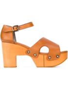 Robert Clergerie Cevina Sandals, Women's, Size: 38, Brown, Calf Leather/leather/rubber