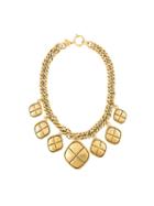 Chanel Vintage Quilted Medallion Necklace, Women's, Metallic