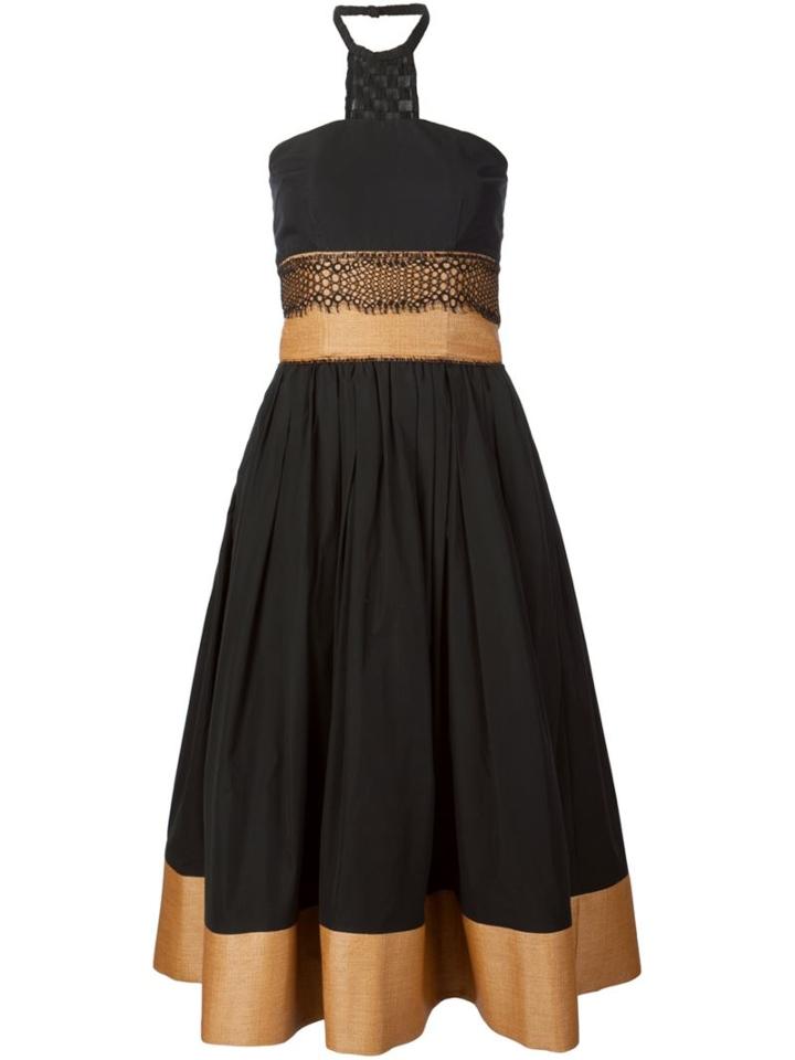 Sophie Theallet Bustier Raffia Lace Dress, Women's, Size: 6, Black, Silk/polyamide/polyester/cotton