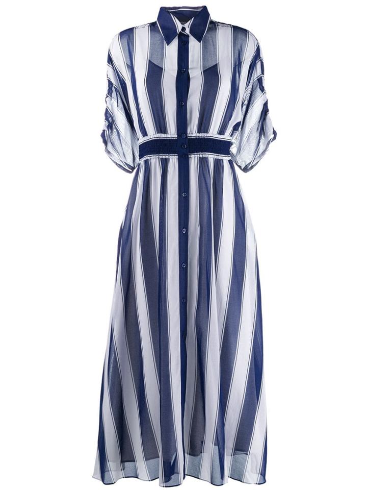 Sport Max Code Long Striped Shirt Dress - Blue