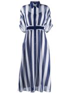 Sport Max Code Long Striped Shirt Dress - Blue