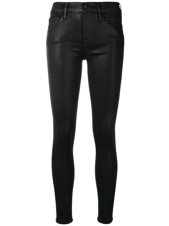 Frame Le Skinny De Jeanne Coated Jeans - Black