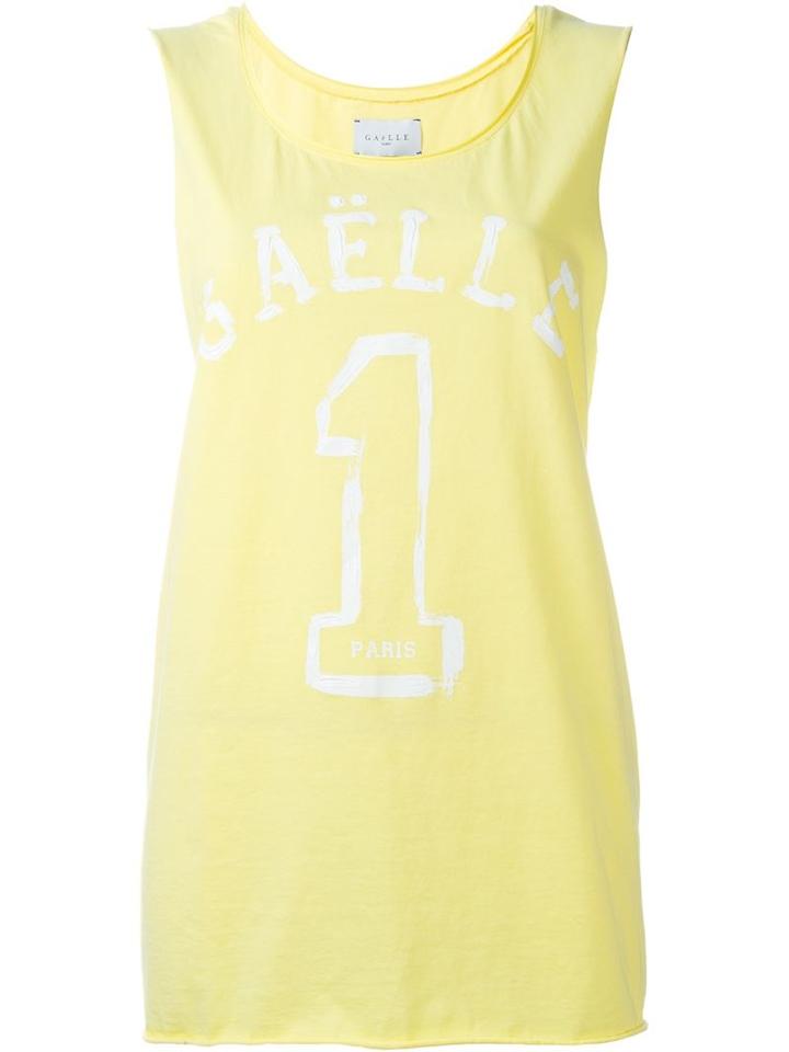 Gaelle Bonheur Logo Print Tank Top, Women's, Size: 2, Yellow/orange, Cotton