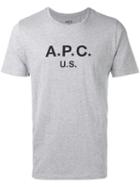 A.p.c. Logo T-shirt, Men's, Size: Large, Grey, Cotton/polyester