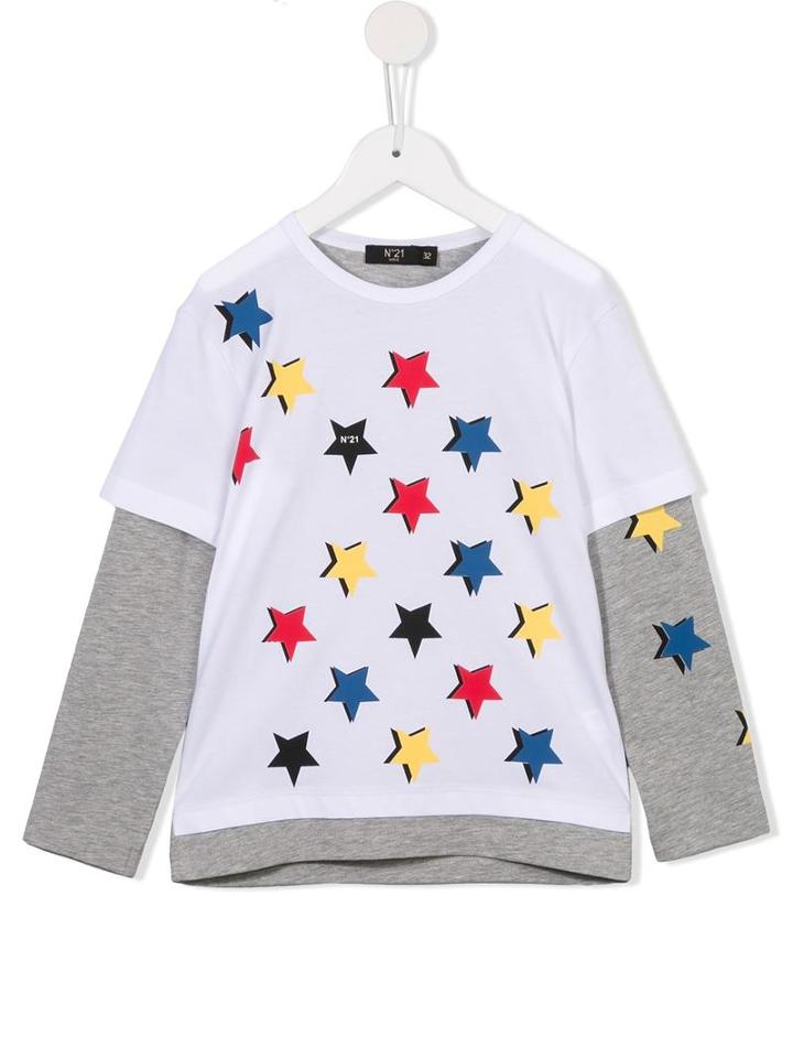 No21 Kids Star Print Long Sleeve Top, Boy's, Size: 11 Yrs, White