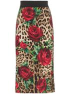 Dolce & Gabbana Jungle And Floral Stretch Pencil Skirt - Multicolour