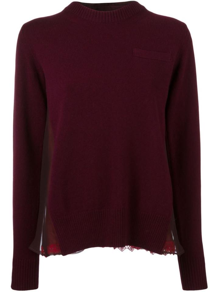 Sacai Layered Jumper, Women's, Size: 2, Pink/purple, Cotton/polyester/cupro/wool