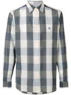 Burberry - Long Sleeve Check Shirt - Men - Cotton/linen/flax - S, Blue, Cotton/linen/flax