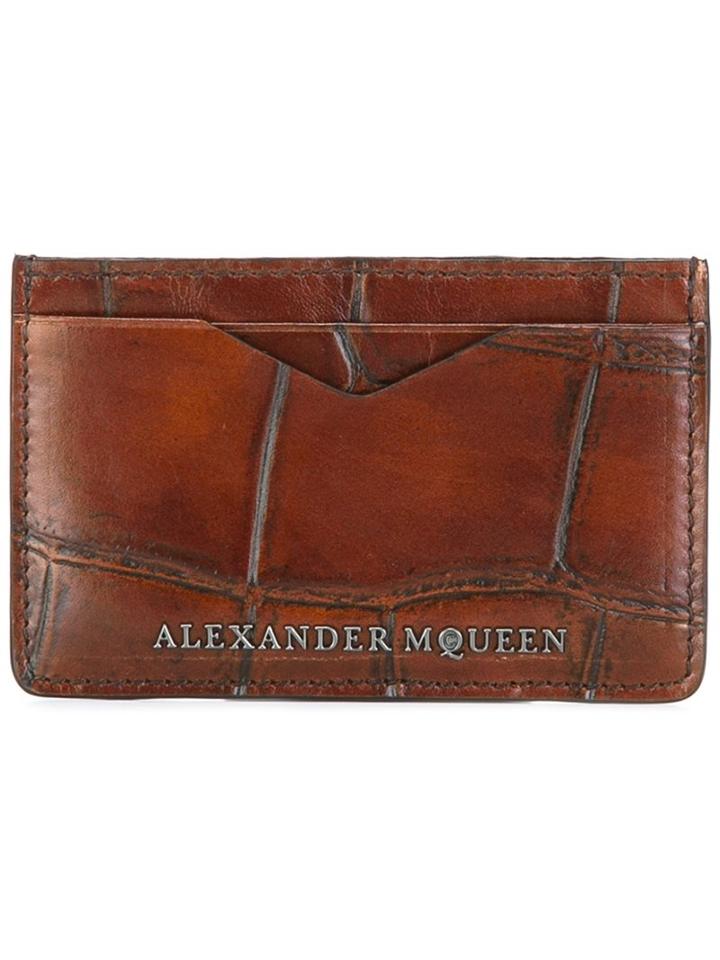 Alexander Mcqueen Crocodile Embossed Cardholder