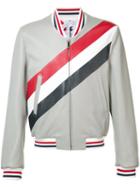 Thom Browne Leather Bomber Jacket, Men's, Size: 1, Grey, Cotton/cupro/deer Skin