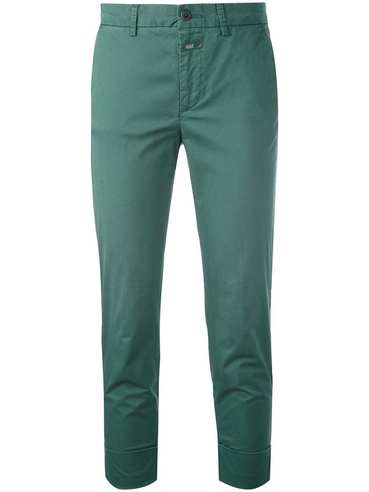 Closed - Cropped Chino Trousers - Women - Cotton/spandex/elastane - 28, Green, Cotton/spandex/elastane