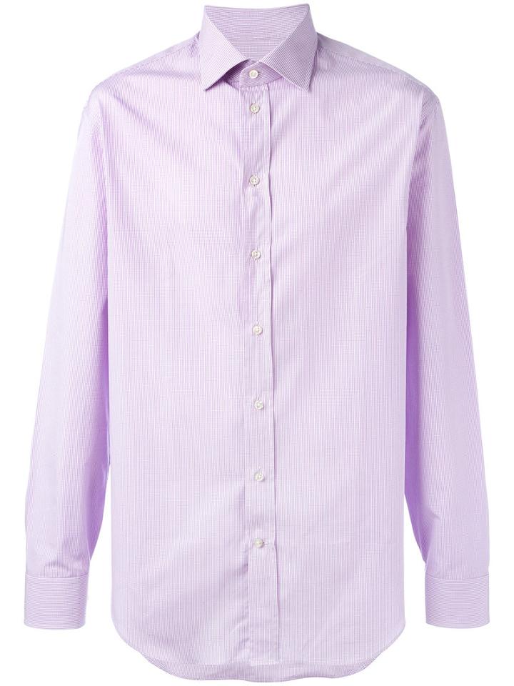 Armani Collezioni Fine Check Shirt, Men's, Size: 41, Pink/purple, Cotton