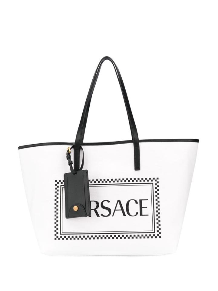 Versace 90s Vintage Logo Tote - White