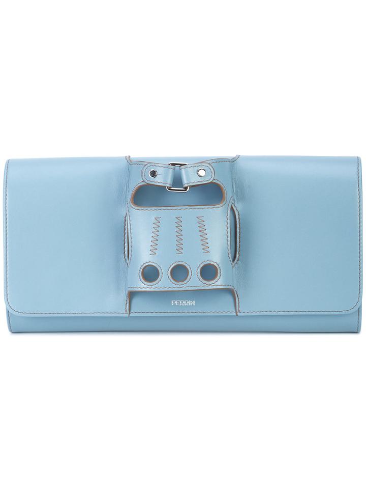 Perrin Paris - Glove Handle Clutch Bag - Women - Leather - One Size, Blue, Leather