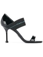 Prada Branded Elasticated Sandals - Black