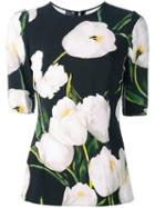 Dolce & Gabbana Tulip Print Top, Women's, Size: 44, Black, Viscose