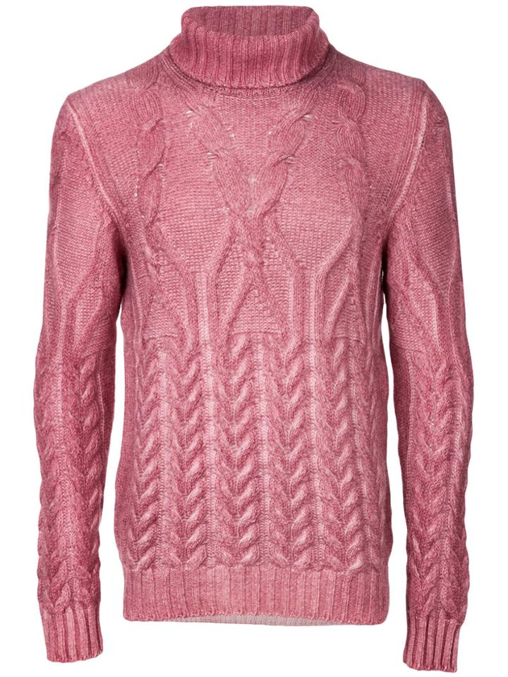 La Fileria For D'aniello Ribbed Roll Neck Jumper - Pink & Purple