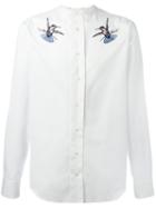 Alexander Mcqueen Bird Embroidered Shirt, Men's, Size: 15 1/2, White, Cotton/polyester