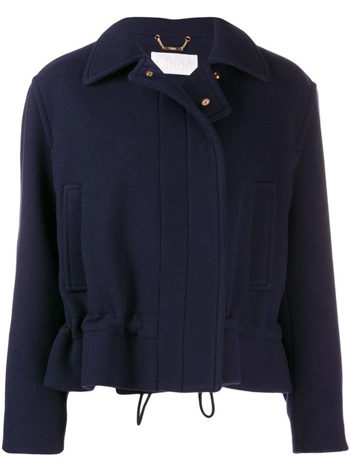 Chloé Drawstring Cropped Jacket - Blue