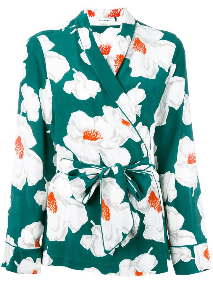 Equipment - Floral Print Suit - Women - Silk - L, Women's, Blue, Silk