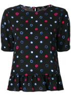 Ps By Paul Smith Circle Pattern Frilled Blouse - Black