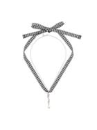 Miu Miu Swarovski Crystal Logo And Pearl Necklace - Metallic