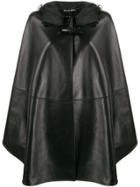 Ermanno Scervino Hooded Leather Cape - Black