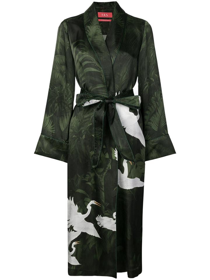F.r.s For Restless Sleepers Crane Print Duster Coat - Green