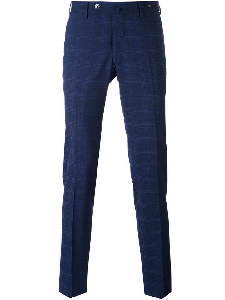 Pt01 - Plaid Trousers - Men - Polyester/wool/spandex/elastane - 54, Blue, Polyester/wool/spandex/elastane