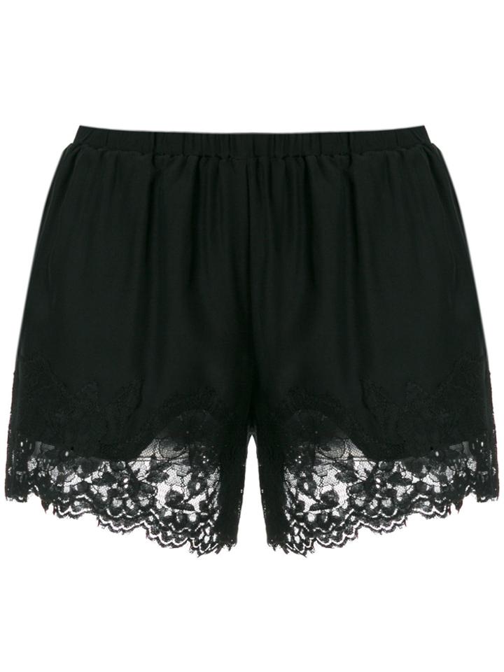Gold Hawk Lace Hem Shorts - Black