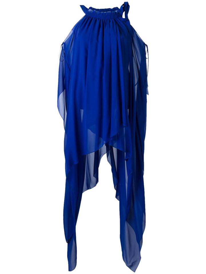 Alberta Ferretti Long Draped Tank, Women's, Size: 40, Blue, Silk/acetate/other Fibers